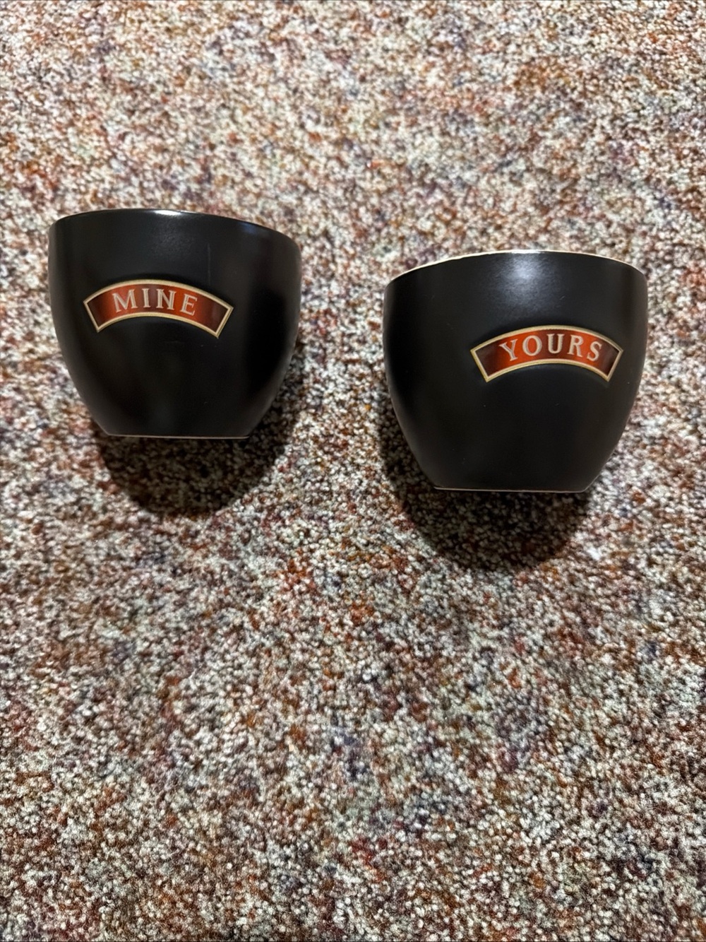 Bailey’s Irish Cream Set of 2 Black “Mine” and “Yours” Ceramic Cups
